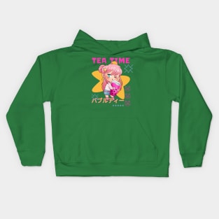 Bubble tea anime character - Tea Time Kids Hoodie